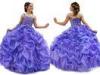 Purple Pickups Tulle Spaghetti Little Girl Pageant Dresses Floor Length Ball Gown