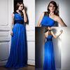 Sweep Train Lace Applique Pleated Womens Prom Dresses with One Shoulder