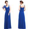 Graceful Long Stretch V Neck Strap Wedding Dresses for Bridesmaid , Blue