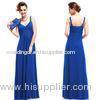 Graceful Long Stretch V Neck Strap Wedding Dresses for Bridesmaid , Blue