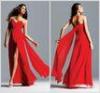 Full Length Chiffon Split Front Prom Dresses Sweetheart Strapless Evening Dress