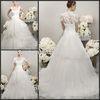 Tulle Womens Wedding Dresses Lace Applique Handmade Flower Sash Sweetheart Neck Detachable Shoulder