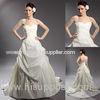 Vintage Satin Beaded Applique Wedding Dresses Ruffled Ball Gown in White