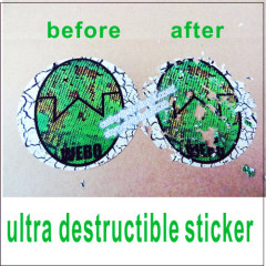 custom printing high JPG self adhesive ultra destructible sticker