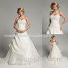 Beaded Flower Applique Organza Wedding Dresses with Court Train , All Size