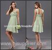 Grils Pleated Strap Cocktail Evening Dresses Knee Length with Flower Applique