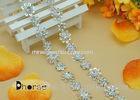 Flower Shape Shining Diamante Rhinestone Chain Trim For Wedding Dress