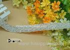 Custom Silver Beaded Crystal Bridal Rhinestone Beaded Trim For Wedding Dress