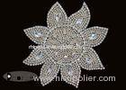 Work Designs Rhinestone Flower Applique For Dresses , Customized