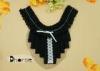 Ladies Blouse Black / White Front Chiffon Neckline Applique With Bow