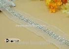 White Bridal Trim By The Yard With Sequins , Garment Decorative Beaded Trim