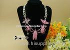 Pink Cartoon Pendant Rhinestone Handmade Beaded Necklaces For Ladies