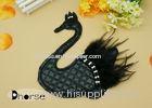 3D Handmade Beaded Appliques For Clothing With Feather , Black Swan