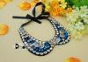 Stylish Detachable Blue Crystal Beaded Collar Necklace With Bottons