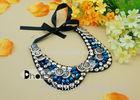 Stylish Detachable Blue Crystal Beaded Collar Necklace With Bottons