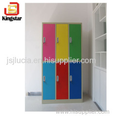 Colorful Powder Coated Lockable Clothes Storage Steel Locker 6 Opening