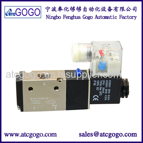 5/2 way pneumatic air solenoid valve double coil with LED right plug