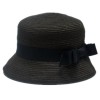 Ladies Black Fisherman Spring Paper Braid Hat with bow