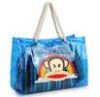 Blue waterproof clear PVC tote bags , recycled tote bags with cotton rope handle
