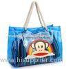 Blue waterproof clear PVC tote bags , recycled tote bags with cotton rope handle