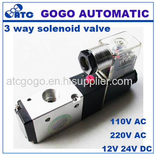3 Port 2 position pneumatic air solenoid electric valve 12v guide type double coil NBR thread NPT BSP