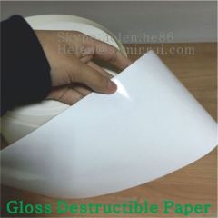 0.1mm Thickness Facestock Gloss White Destructible Paper Materials