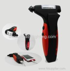 111-Power bank emergency hammer with LED flashlight