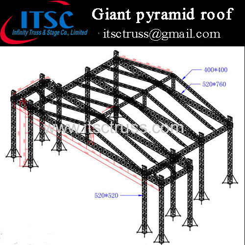 Heavy duty giant pyramid roof truss system for Mongolia client