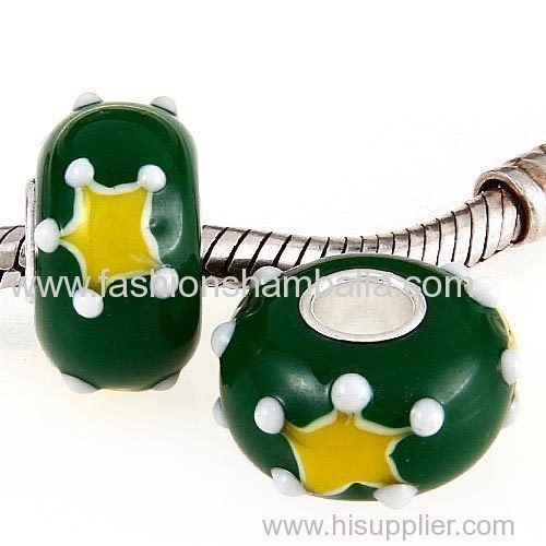 Handmade Christmas Star Glass Beads in 925 Silver Core