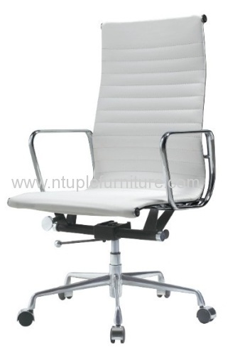 modern white high back leather chair