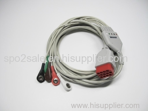 Compatible Bionet one piece 5 leadwires with AHA snap