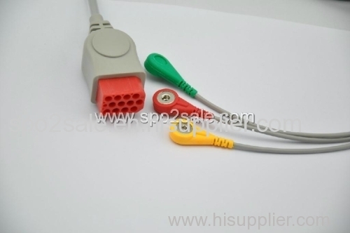Compatible with Bionet one piece Cable with 3-lead IEC Snap leadwires