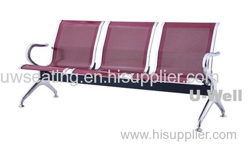 3seaters office public airport waiting lounge tandem chair with soft pad silver color