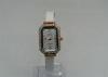 Vogue Ladies Diamond Quartz Watch leather strap round alloy with polygon raised glass