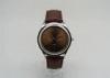 Genuine leather Brown Brass Wrist Watch IPS plating , mens luxury watches