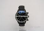 Japan Quartz movement 40MM black leather strap watches with brass