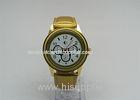 Round golden silicone bezel Leather Strap Watches with luminous hands