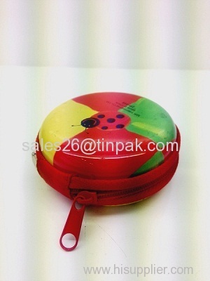 Shenzhen round tin earplugs box with zipper
