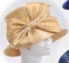 100% Polyester Satin Braid Beige Ladies' Church Hats , Big Bow Diamond