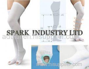 Thigh High Medical Anti Embolic Compression Stockings With Inspection Hole