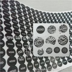 Custom brittle black round tamper proof screw void sticker covers Warranty destructible fragile screw void seal label