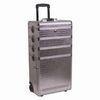 Animal Pattern Aluminum Professional Rolling Cosmetic Organizer, Makeup Artist Wheeled Train Case