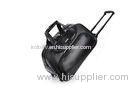 Durable waterproof PVC roller trolley travel bag black with two accessory pockets
