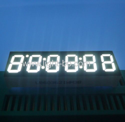 Ultra white 0.36 inch 6-digit 7 segment led clock display for instrument panel