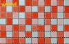 Romantic Red Crystal Glass Mosaic Tiles , Glass Mirror Mosaic Tiles For KTV