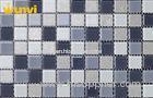 Small Black And White Iridescent Glass Mosaic Tile , Glass Mosaic Floor Tile