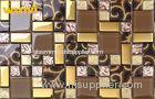 Glitter KTV Golden Glass Mosaic Wall Tile , Glass Mosaic Backsplash Tiles