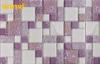 Interior White And Purple Crystal Glass Mosaic Tiles , Ice Crackle Glass Tile