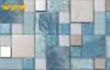 Blue Ice Cracked Mosaic Glass Kitchen Backsplash Tile With Stainless Steel