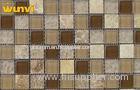 Fade Resistance Crystal Glass Mix Brown Stone Mosaic Tile Patterns For Building